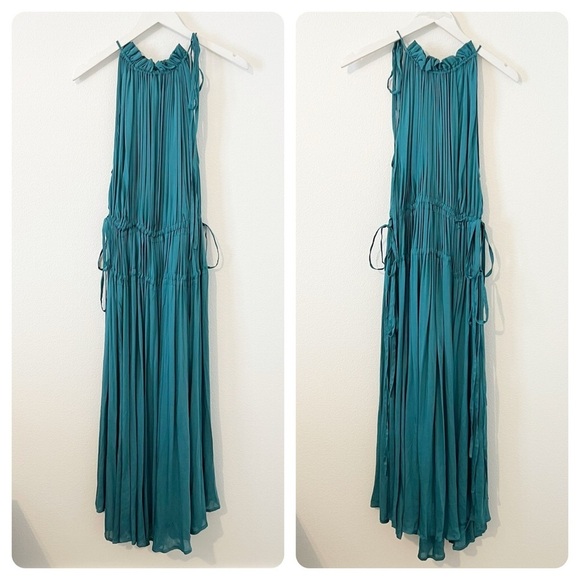 BONDI BORN Resplendent Gathered crinkled satin-twill maxi dress Derwent Small S - Picture 2 of 8